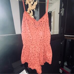 Victoria's Secret Coral Pink Lace Camisole Romper